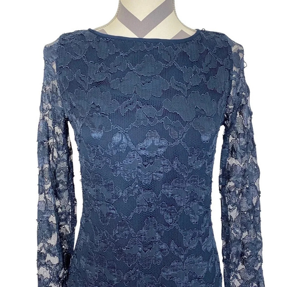 DVF Diane Von Furstenberg New Zarita Lace Dress Size Small Long Sleeve Navy Blue - Picture 4 of 16